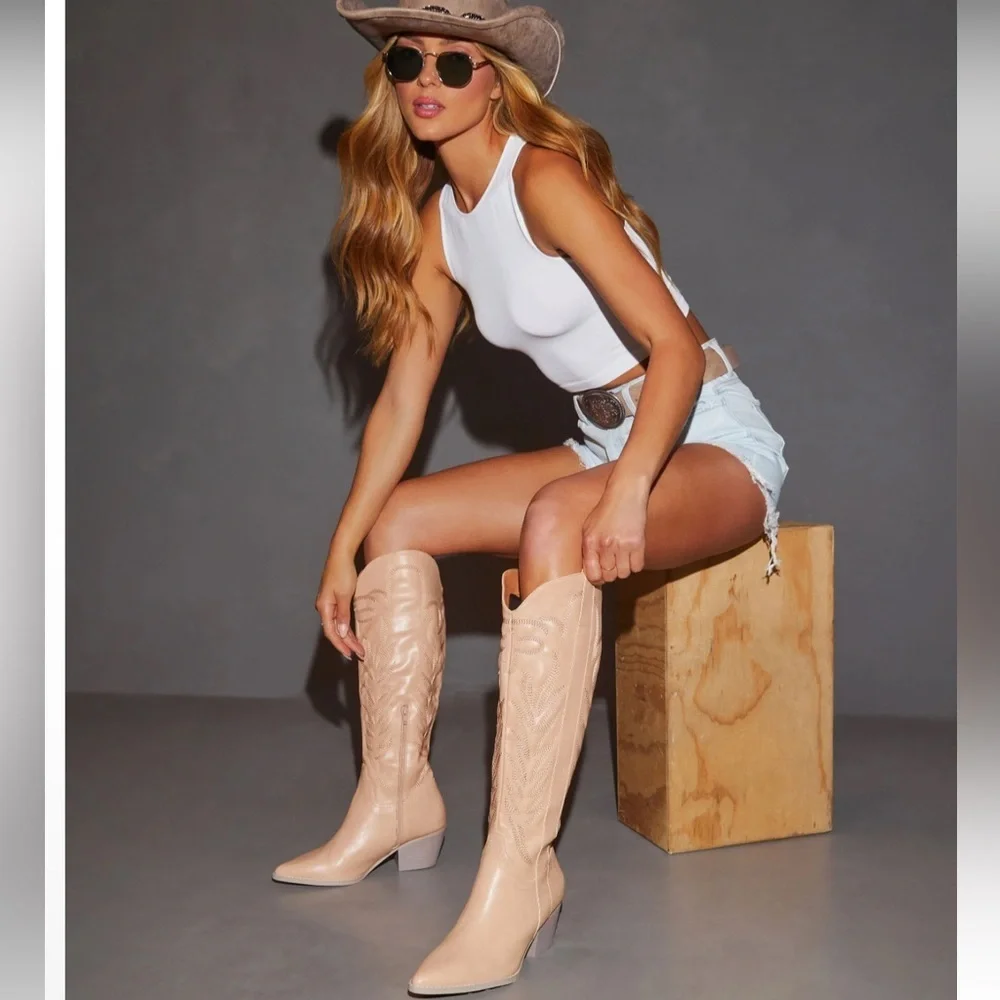 Women's Tan Knee-High Boots - Picture 1 of 3